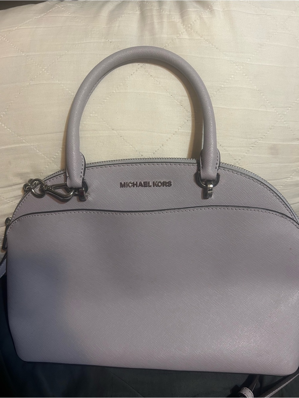 MICHAEL KORS Lavender Dome Satchel with Silver Hardware